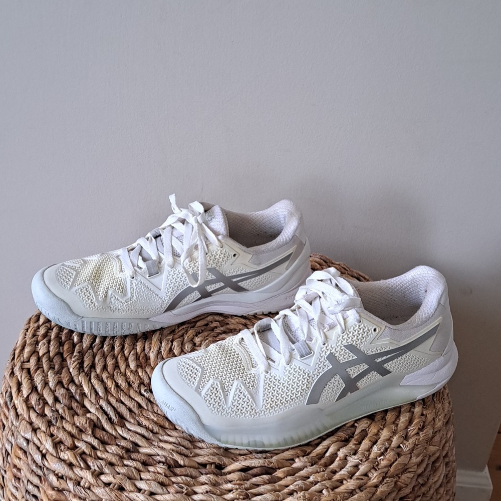 ASICS Womens GEL-Resolution 8 Tennis/Raquets/Pickleball White Sneakers S-8 - Picture 2 of 10